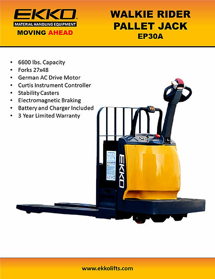 Pallet Jacks Ekko Epc30a Center-controlled Rider Pallet Jack 5000lbs 